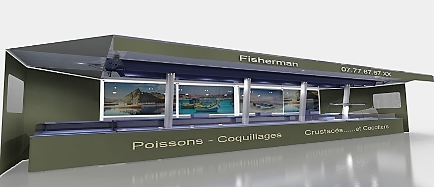 R 9+2 remorque poissonnerie à poteaux centraux